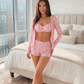 Floral Print Crop Tops And Shorts 3Pcs Lounge Set - OMFORT