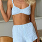 Solid Sheer Mesh Tops And Shorts 3Pcs Lounge Set - OMFORT