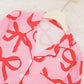 Pink Bow Print Button Up Pajama Set OMFORT