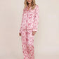 Bow Heart Print Long Pajama Set OMFORT