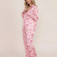 Bow Heart Print Long Pajama Set OMFORT