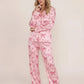 Bow Heart Print Long Pajama Set OMFORT