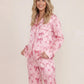 Bow Heart Print Long Pajama Set OMFORT