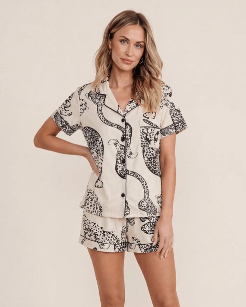 Leopard Print Short Pajama Set OMFORT