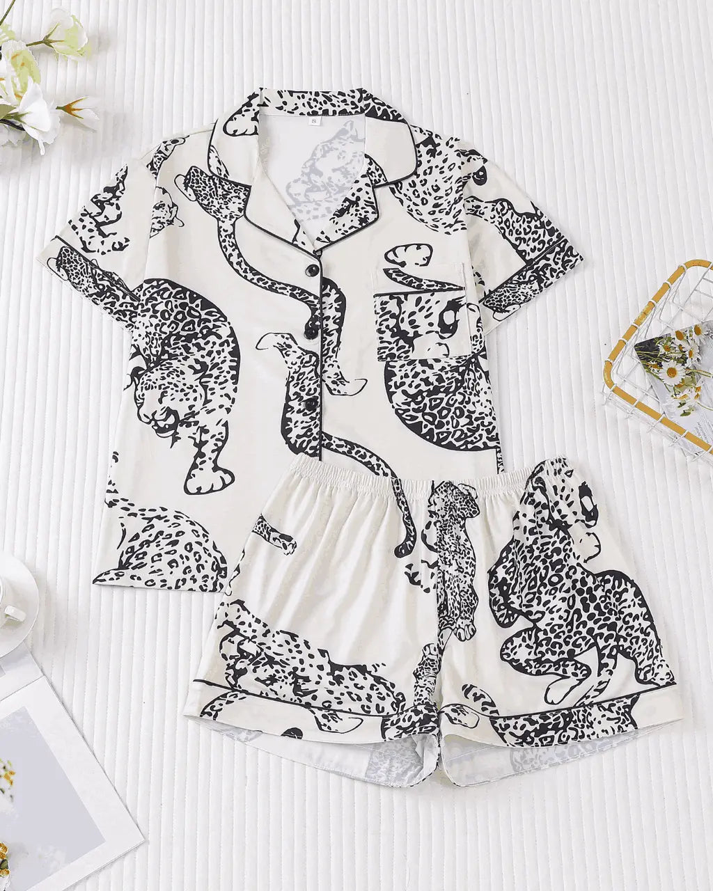 Leopard Print Short Pajama Set OMFORT