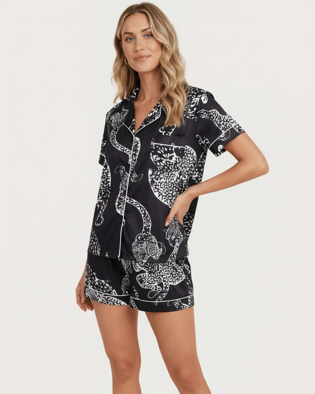 Leopard Print Short Pajama Set OMFORT