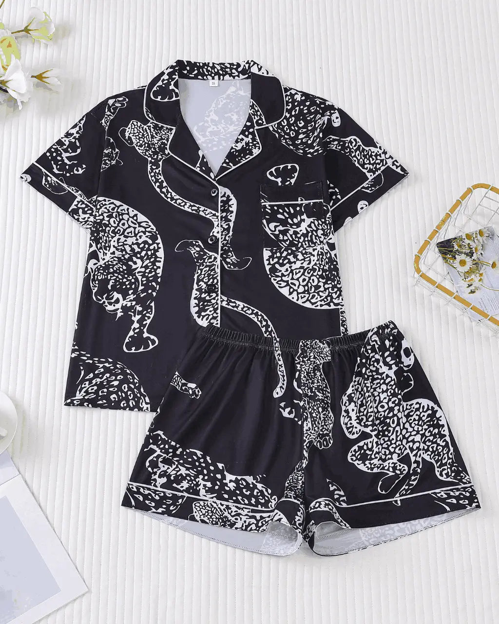 Leopard Print Short Pajama Set OMFORT