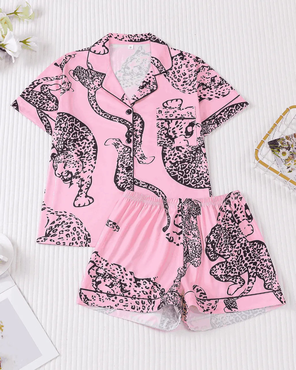 Leopard Print Short Pajama Set OMFORT