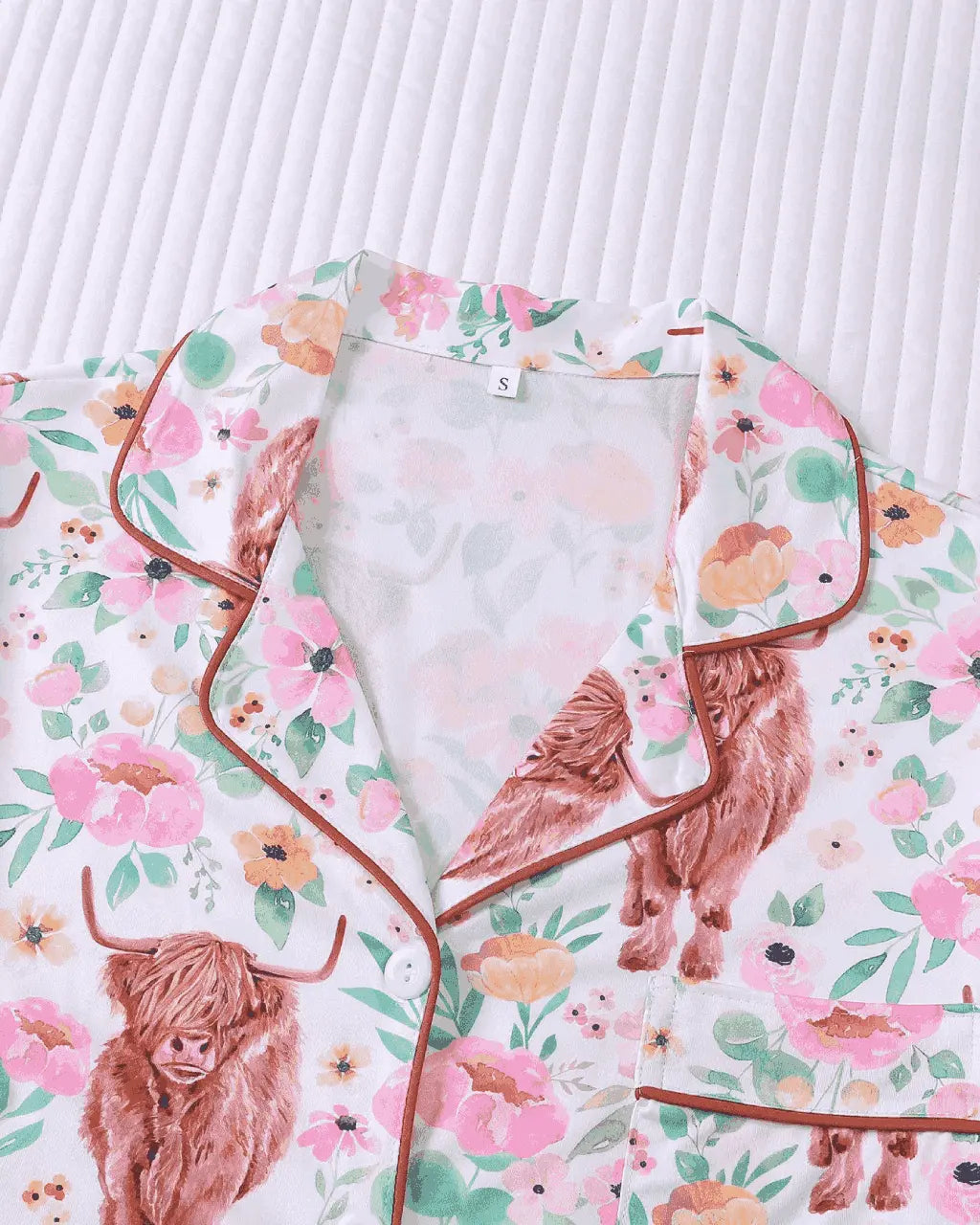 Cow Floral Print Short Pajama Set OMFORT