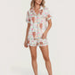 Cow Floral Print Short Pajama Set OMFORT