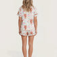 Cow Floral Print Short Pajama Set OMFORT