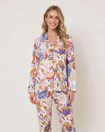 Paisley Print Long Pajama Set OMFORT