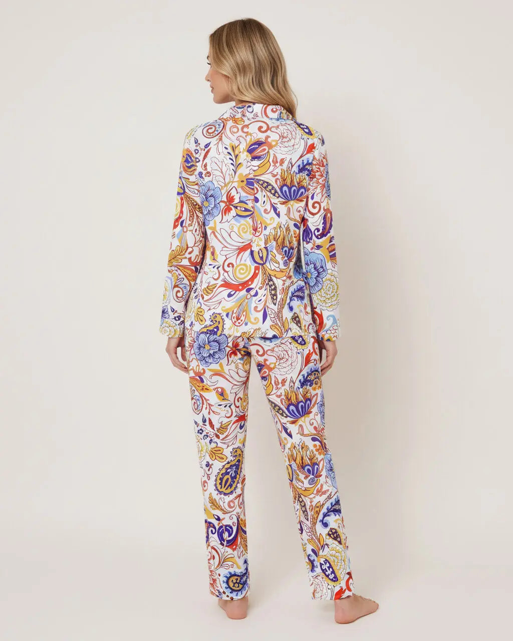 Paisley Print Long Pajama Set OMFORT