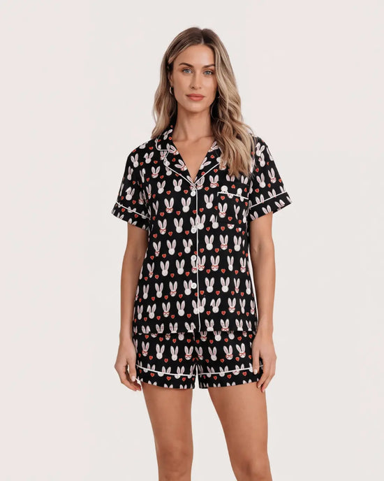 Likable Bunny Print Short Pajama Set OMFORT