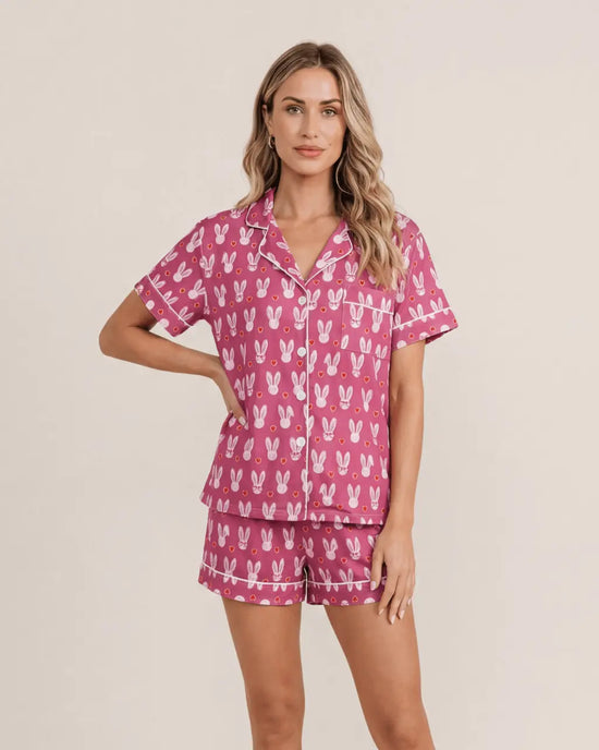 Likable Bunny Print Short Pajama Set OMFORT