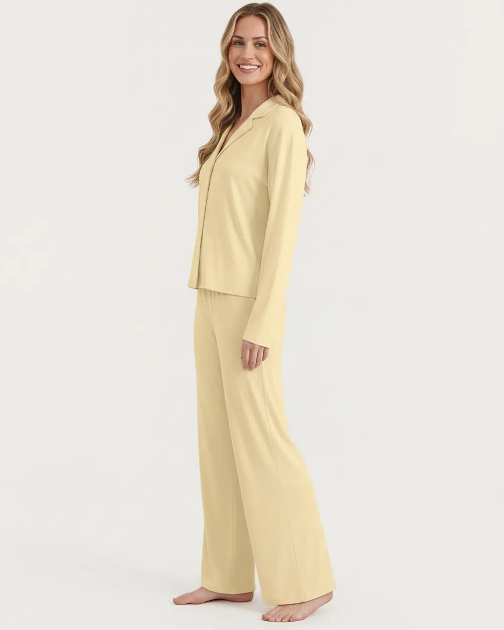 Solid Loose Casual Print Pajama Set OMFORT