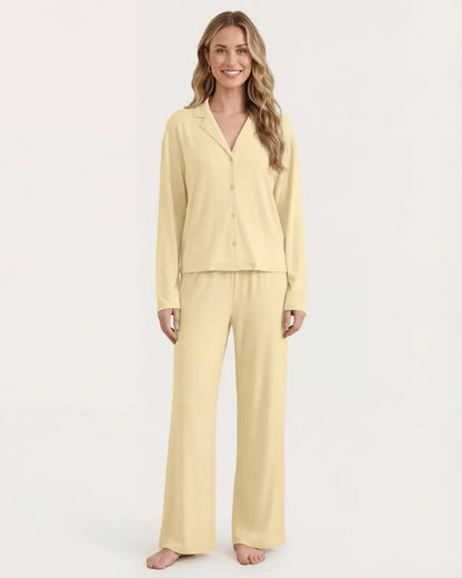 Solid Loose Casual Print Pajama Set OMFORT