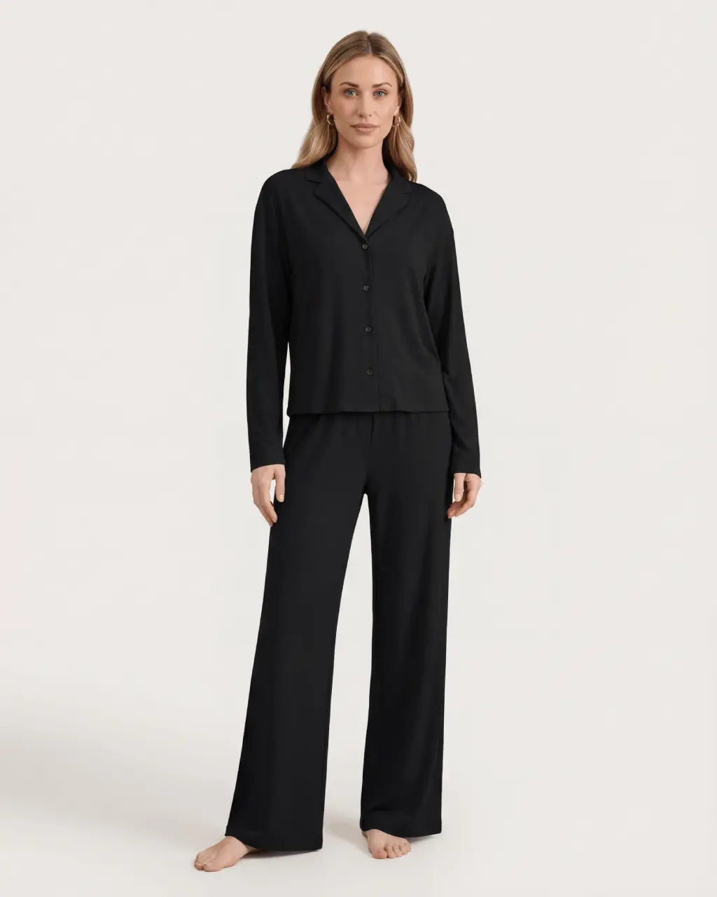 Solid Loose Casual Print Pajama Set OMFORT