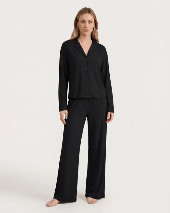 Solid Loose Casual Print Pajama Set OMFORT