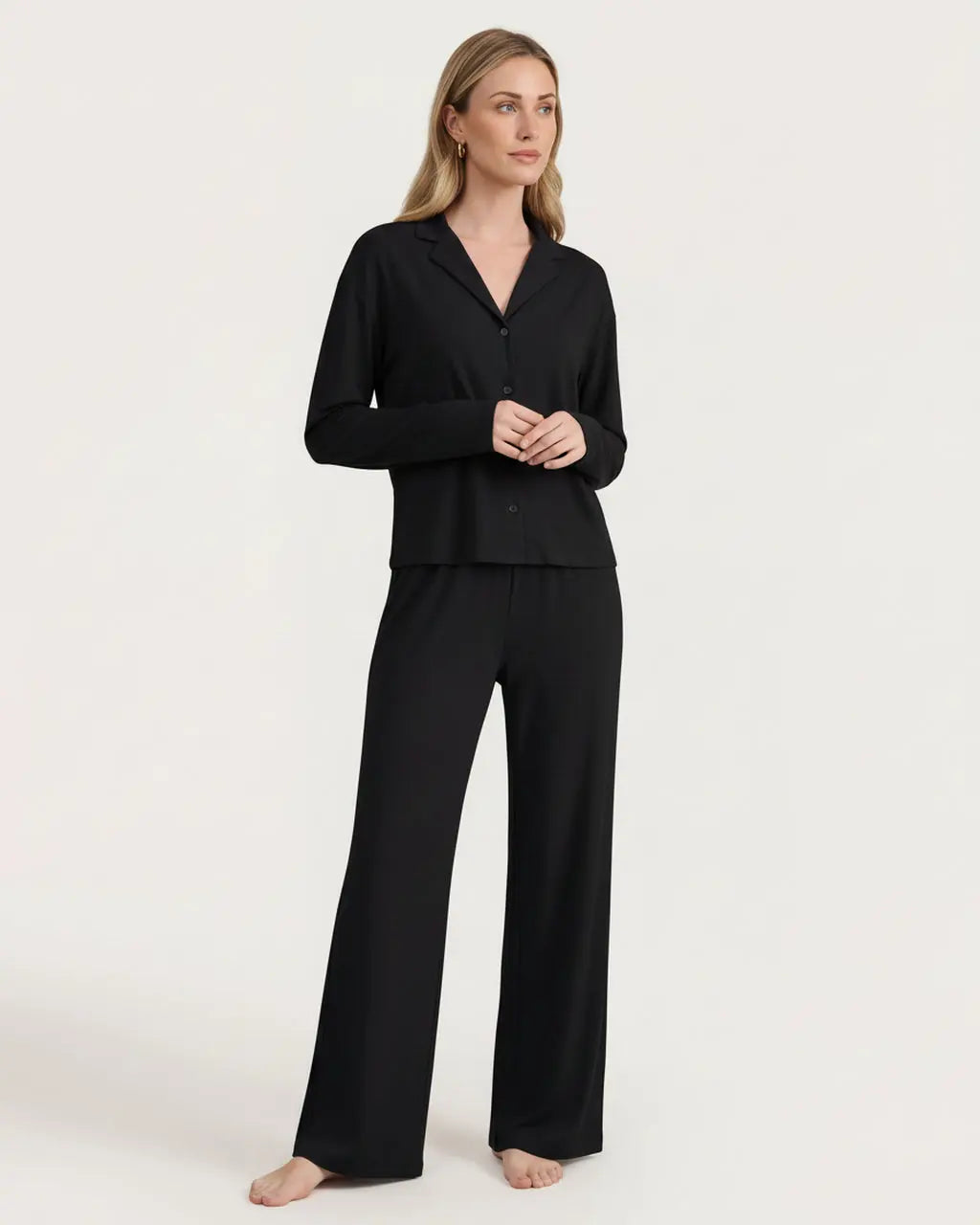 Solid Loose Casual Print Pajama Set OMFORT