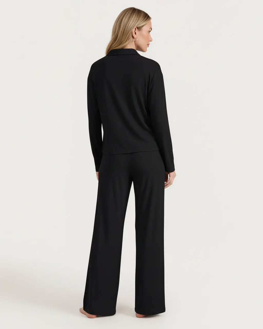 Solid Loose Casual Print Pajama Set OMFORT