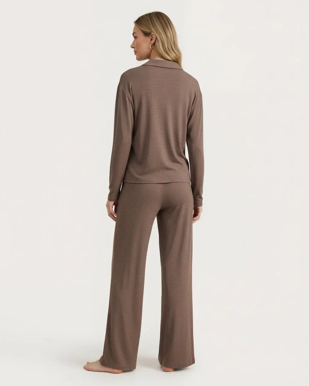 Solid Loose Casual Print Pajama Set OMFORT