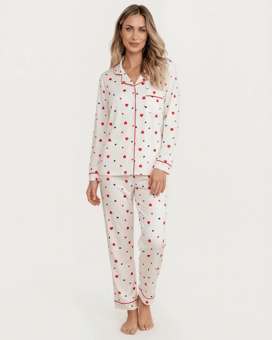Heart Print Valentine Pajama Set OMFORT