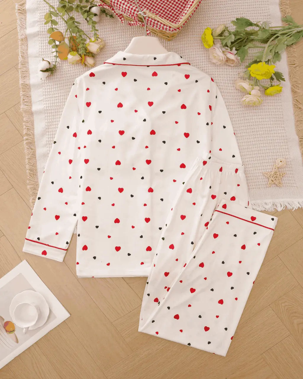 Heart Print Valentine Pajama Set OMFORT