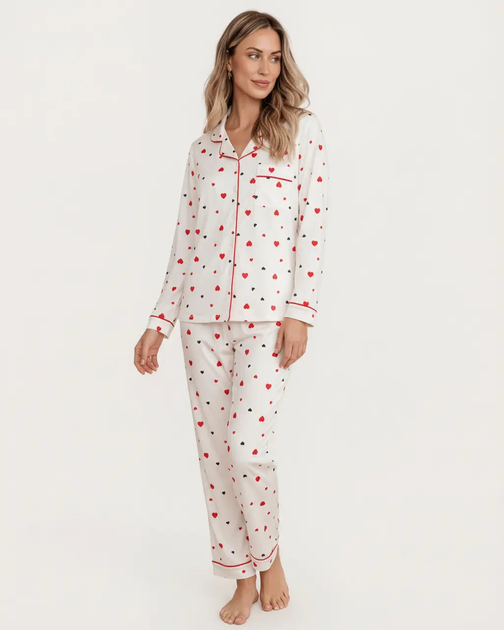 Heart Print Valentine Pajama Set OMFORT