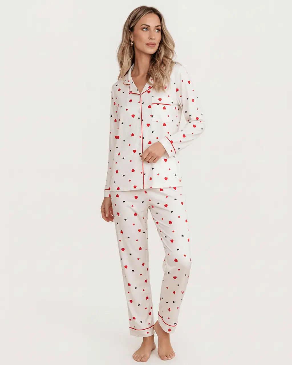 Heart Print Valentine Pajama Set OMFORT