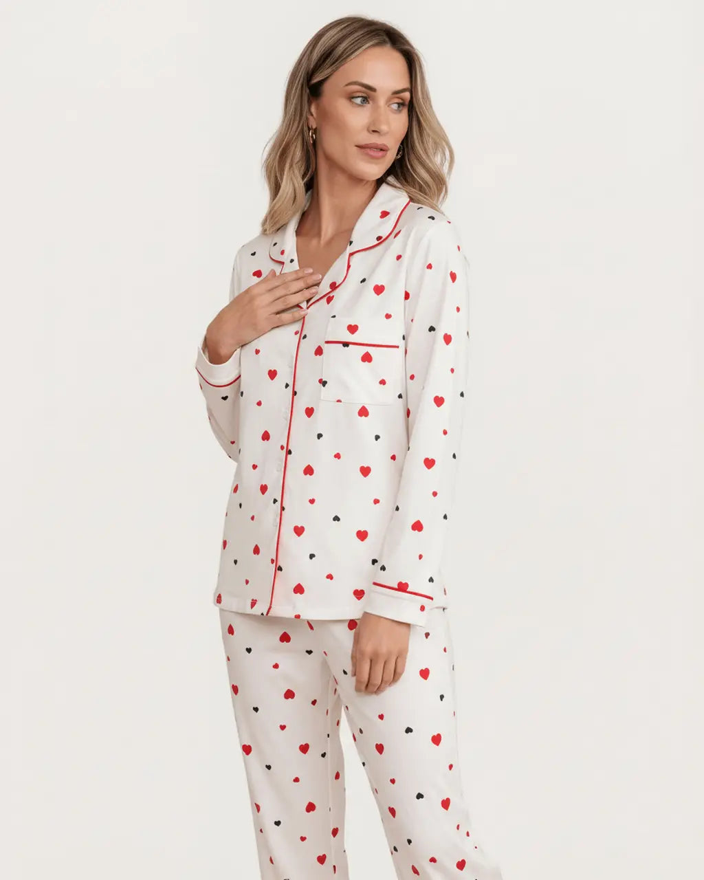 Heart Print Valentine Pajama Set OMFORT