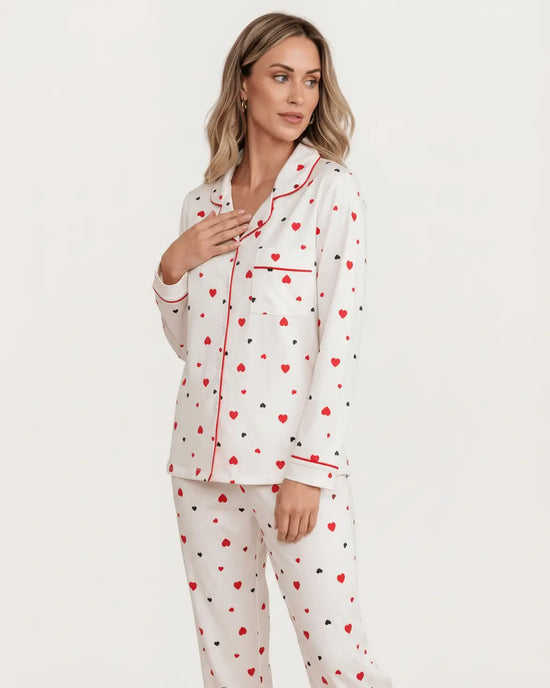 Heart Print Valentine Pajama Set OMFORT