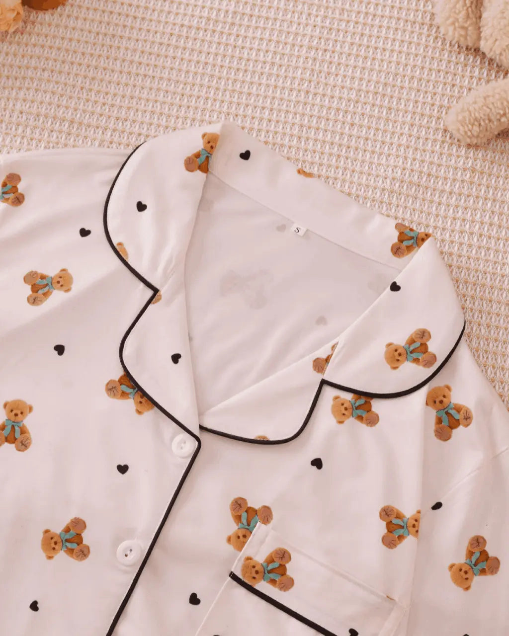 Teddy Bear Print Long Pajama Set OMFORT