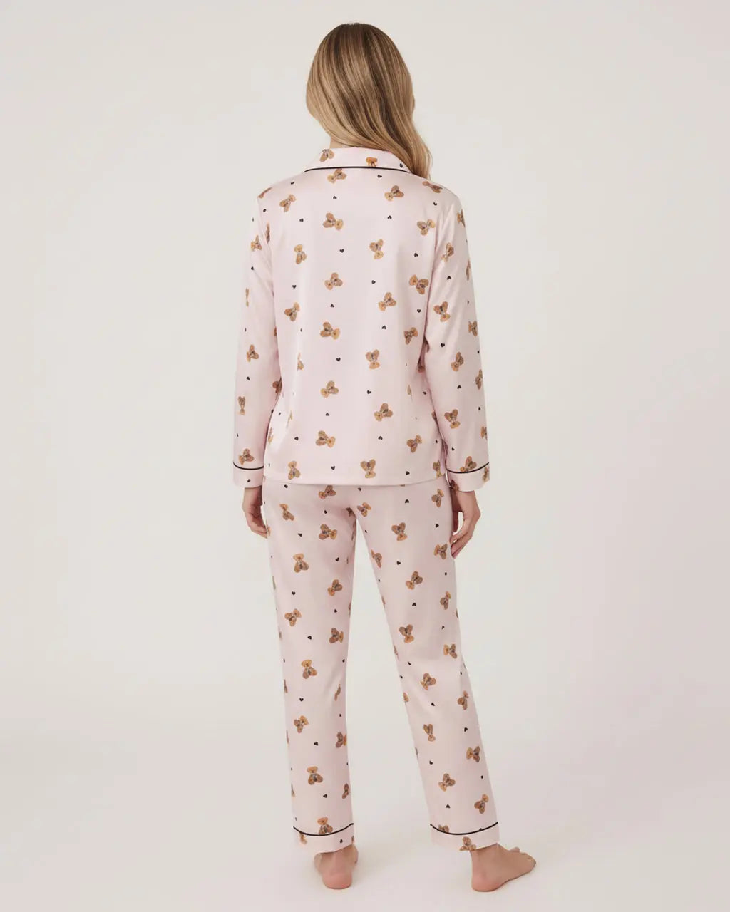 Teddy Bear Print Long Pajama Set OMFORT