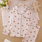 Teddy Bear Print Long Pajama Set OMFORT