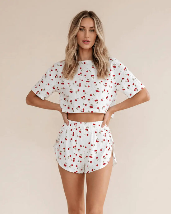 Heart Pattern Breathable Mesh Lounge Set OMFORT