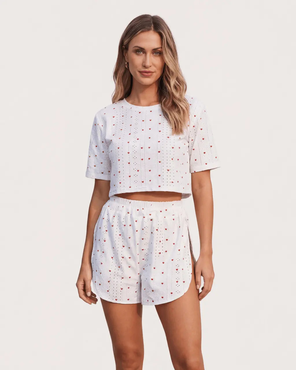 Heart Pattern Breathable Mesh Lounge Set OMFORT