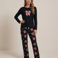 Bow Print Round Neck Lounge Set OMFORT