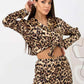 Mature Leopard Print Long Pajama Set OMFORT