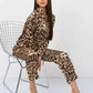 Mature Leopard Print Long Pajama Set OMFORT
