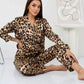 Mature Leopard Print Long Pajama Set OMFORT