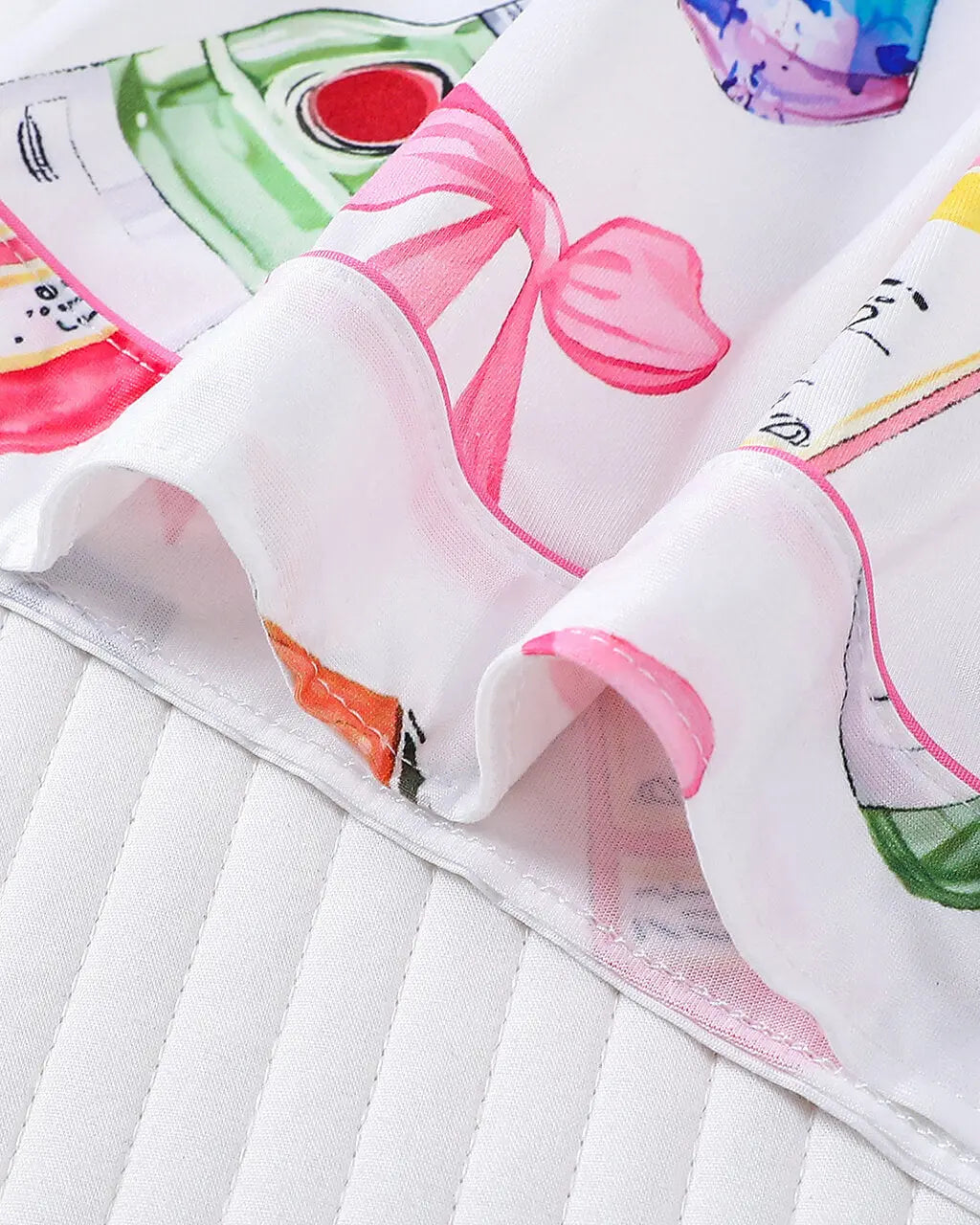 Champagne Bow Print Button-Up Pajama Set - OMFORT