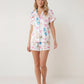 Champagne Bow Print Button-Up Pajama Set - OMFORT
