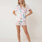 Champagne Bow Print Button-Up Pajama Set - OMFORT