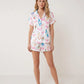 Champagne Bow Print Button-Up Pajama Set - OMFORT