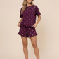 Heart Print Short Sleeve Lounge Set OMFORT