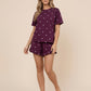 Heart Print Short Sleeve Lounge Set OMFORT