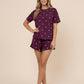 Heart Print Short Sleeve Lounge Set OMFORT