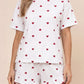 Heart Print Short Sleeve Lounge Set OMFORT