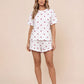 Heart Print Short Sleeve Lounge Set OMFORT